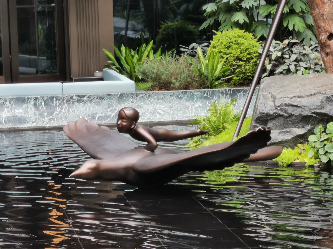 Customization Waterscape Bronze Sculpture Metal Lighting Sculpture