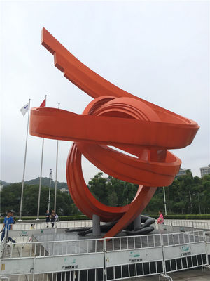 Edelstahl-große Metallskulptur-im Freien rotes Band außerhalb des Garten-Verzierungs-Marksteins