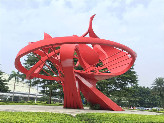 Zusammenfassungs-Flammen-große Metallgarten-Verzierungen, roter Spray gemalt außerhalb der Garten-Statuen